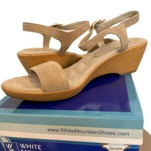 White Mountain Corky Genuine Suede Leather 2" Wedge Heel Sandals 8.5M